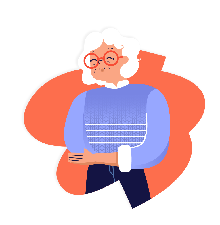 안경을 쓰고 웃고 있는 노인의 일러스트입니다.